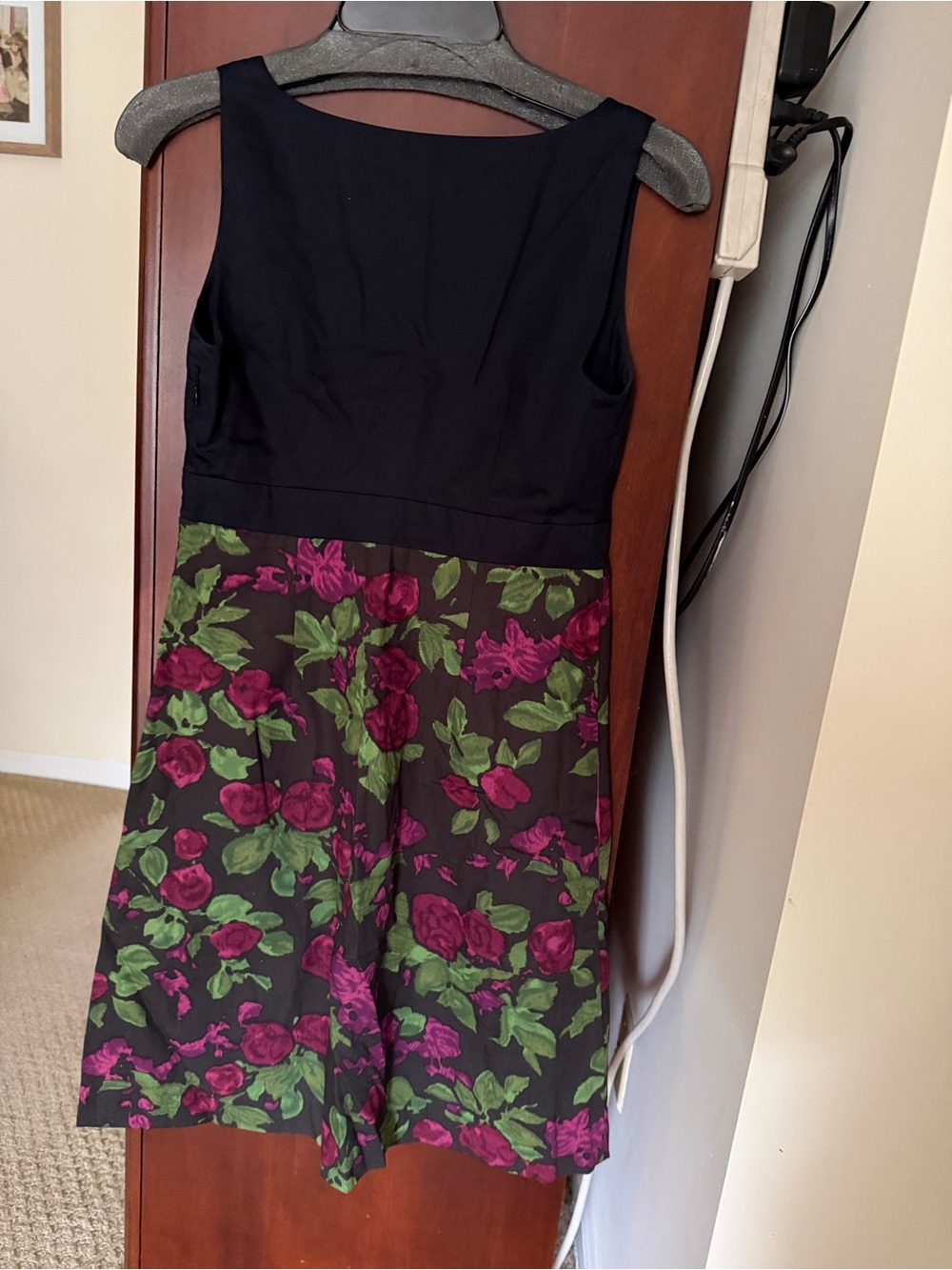 Moulinette Soeurs Black Bodice Pink & Green Floral Midi Dress - Picture 2 of 5
